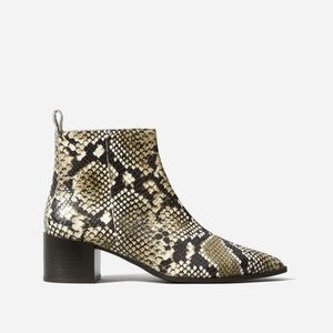 Everlane Boss Boot in Black & White snake.